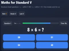 Mäng Maths for Standard V Internetis