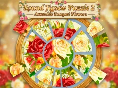 Mäng Round jigsaw Puzzle 2 - Assemble Bouquet flowers Internetis