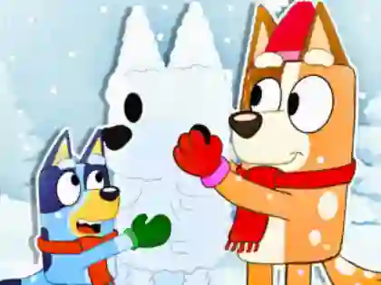 Mäng Jigsaw Puzzle: Bluey Christmas Snowman Internetis