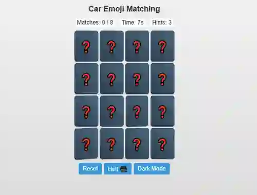 Mäng Car Emoji Matching Internetis
