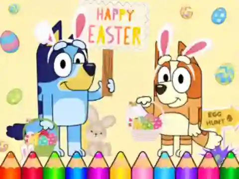Mäng Coloring Book: Bluey Happy Easter Internetis