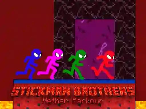 Mäng Stickman Brothers Nether Parkour Internetis