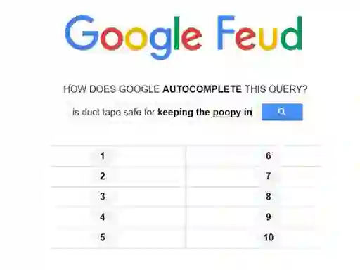 Mäng Google Feud Internetis
