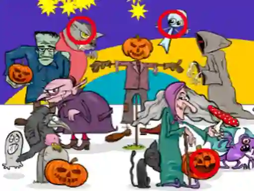 Mäng Find 5 Differences Halloween Internetis