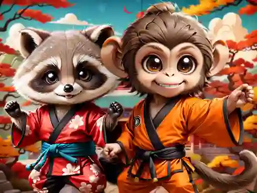 Mäng Kung-Fu Little Animals Internetis