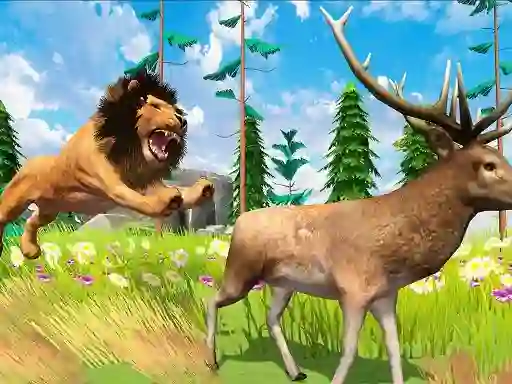 Mäng Realistic Lion Hunting Animal 2024 Internetis