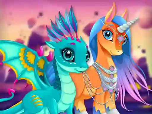 Mäng Cute Unicorns And Dragons Puzzle Internetis