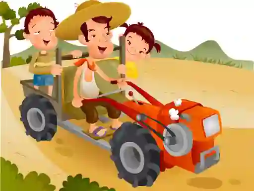 Mäng Cartoon Tractor Puzzle Internetis