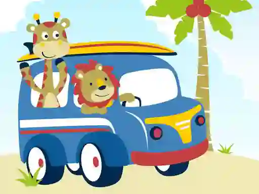 Mäng Cute animals with cars difference Internetis