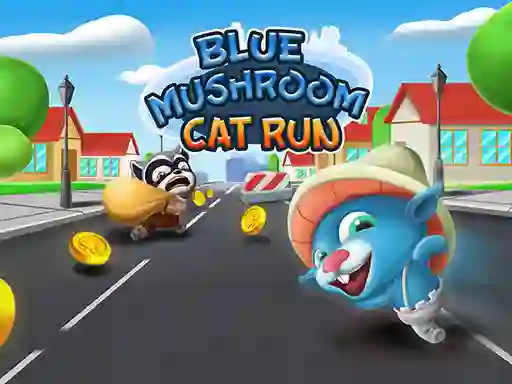 Mäng Blue Mushroom Cat Run Internetis