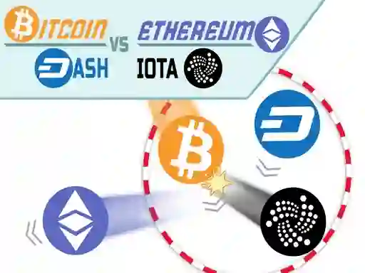 Mäng Bitcoin vs Ethereum Dash Iota Internetis