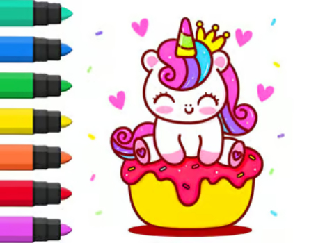 Mäng Värviraamat: Unicorn Cupcake  Internetis