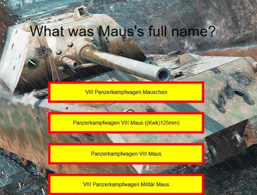 Mäng Tanki viktoriin: Maus  Internetis