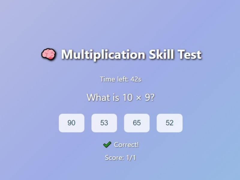 Mäng Korrutusoskuste test Internetis